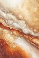 Abstract beige brown swirls texture. Liquid acrylic art. Marble fluid effect. Artistic painted background with cells and small bubbles. Interior decorative backdrop photo