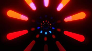 Blue and Red Round Tunnel with Neon Glowing Lights Background VJ Loop in 4K video