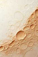 Tan Surface Texture with Many Circular Depressions. Light Beige Material with Lines Connecting Depressions. Beige Background Texture with Varied Shapes. photo