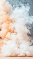 Swirling clouds of colorful smoke in shades of orange and white fill the air, enhancing artistic creativity and energizing the surrounding environment photo