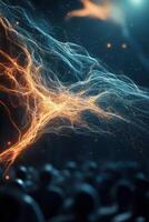 Glowing Networks Emerging Orange Light Blue Stream Artificial Brain Connections Machine Learning Abstract Intelligence photo
