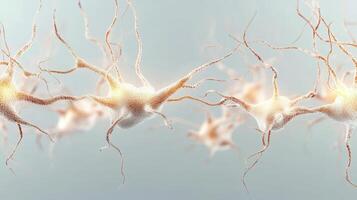 Neural Networks Connection Diagram. Artificial Intelligence Network Structure. Interconnected Nodes Neurons. Data Transmission Process. Science Medical Concept. Light Gray Background. photo