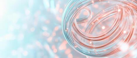 Abstract Light Blue Spiral Rings Glowing Particles. Concept Neural Networks Background. Science Technology Backdrop. Smooth Curves. Connection System. photo