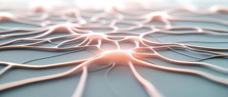 Abstract network concept. Connection structure with glowing nodes. Neural network background. Interconnected pathways. Artificial intelligence illustration. photo