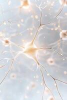 Network Connections Showing Neural Pathways with Glowing Dots on Light Background Representing Neural Networks photo
