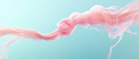 Abstract network flowing on light blue. Pink neural structure moving across. Connection data and digital net. Wavy curves and soft colors. photo