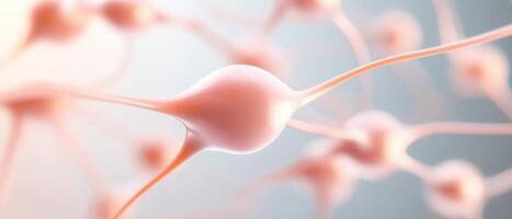 Abstract Neural Structure. Network of Connected Cells. Light Background. Pink Nodes and Connections. Technology Concept. Science Visualization. photo