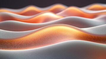 Wavy surfaces show light reflections. Digital computer networks background. Neural networks concept. Smooth waves gradient grey color. Science background with glow effect. photo