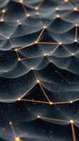 Abstract Data Network Connecting Dots Across Wavy Surface. Neural Networks Communication Concept. Artificial Intelligence System. photo