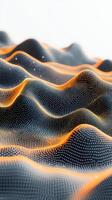 Abstract neural networks structure with glowing orange light. Network nodes move across the surface. Science and technology concept. photo