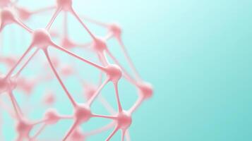 Abstract Pink Network Structure on Blue Background. Artificial Intelligence Connection. Nodes Connected by Lines. Neural Networks Concept. photo