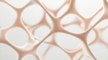 Abstract interconnected network on light background. Pale pink branching structure with openings. Neural networks concept. Microscopic cellular grid formation. photo