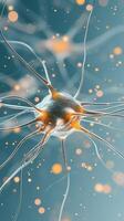 Connected nodes forming data nets. Artificial intelligence connections of neural networks. Glowing lines symbolize networks. Abstract digital neuron activity background. photo