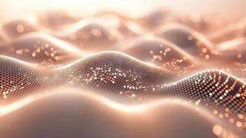 Network Surface Abstract Waves with Data Points Glow Digital Intelligence Pattern for Artificial System Neural Connections photo