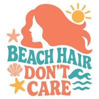 beach hair don t care - Boho Summer T-shirt Graphic Design, Retro Boho Summer Beach Illustration, Trendy Good Summer Vibes Art, Boho Summer Sunshine Design Sublimation vector