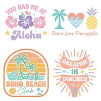 set of - Boho Retro Summer T-shirt , Boho sunset sunshine illustration, Vintage Summertime design Sublimation vector