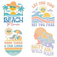 collection of - Boho Retro Summer T-shirt , Boho sunset sunshine illustration, Vintage Summertime design Sublimation vector