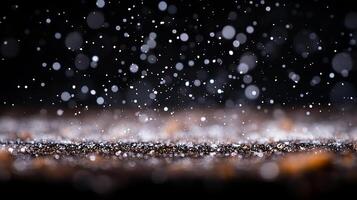 Snowflakes Falling on a Dark Background with Soft Light photo