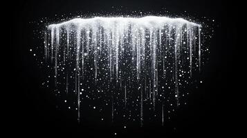 Falling Snow and Ice Particles Against a Dark Background photo