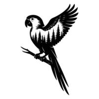 Parrot Forest Nature animal , Animal forest scene illustration, Jungle Animals silhouette sublimation design vector