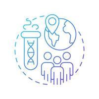 Population based biobanks blue gradient concept icon. Collect biological samples. Biorepository classification. Round shape line illustration. Abstract idea. Graphic design. Easy to use in article vector