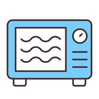 Microwave technology line color icon. Electromagnetic waves. Disinfection methodology. Heating, sterilization. Isolated illustration. Flat colorful symbol design. Editable stroke vector