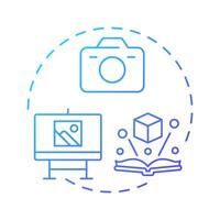 A picture is worth 1000 words blue gradient concept icon. Photography camera, image. Round shape line illustration. Abstract idea. Graphic design. Easy to use in infographic, presentation vector