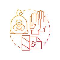 Infectious waste red gradient concept icon. Laboratory gear. Biohazard labeling, compliance. Round shape line illustration. Abstract idea. Graphic design. Easy to use in presentation, article vector