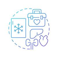 Organoid biobanks blue gradient concept icon. 3D miniature organ like structures. Studying human diseases. Round shape line illustration. Abstract idea. Graphic design. Easy to use in article vector