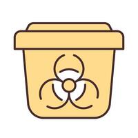 Biohazard container line color icon. Biomedical waste containment. Regulatory compliance, control. Danger labeling. Isolated illustration. Flat colorful symbol design. Editable stroke vector
