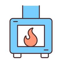 Incineration line color icon. Biomedical waste management. Burning furnace, flame. Disinfection method, disposal. Isolated illustration. Flat colorful symbol design. Editable stroke vector