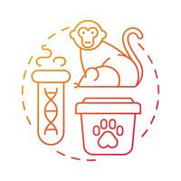 Animal waste red gradient concept icon. Biomedical materials. Laboratory research, medical testing. Round shape line illustration. Abstract idea. Graphic design. Easy to use in presentation, article vector