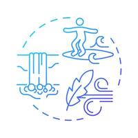 Go with flow blue gradient concept icon. Acceptance, adaptability. Wind, waterfall. Round shape line illustration. Abstract idea. Graphic design. Easy to use in infographic, presentation vector