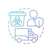 Biomedical waste collection and transportation blue gradient concept icon. Garbage safe handling. Round shape line illustration. Abstract idea. Graphic design. Easy to use in presentation vector
