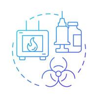 Incineration blue gradient concept icon. Medical garbage. Biomedical waste disposal. Biohazard, risk. Round shape line illustration. Abstract idea. Graphic design. Easy to use in presentation vector