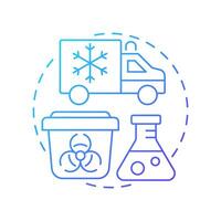 Specimen distribution blue gradient concept icon. Transfer of biological materials. Bio samples lifestyle. Round shape line illustration. Abstract idea. Graphic design. Easy to use in article vector