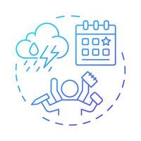 Perfect storm blue gradient concept icon. Critical event, scenario. Planning, control. Round shape line illustration. Abstract idea. Graphic design. Easy to use in infographic, presentation vector