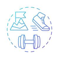 No pain no gain blue gradient concept icon. Personal growth. Training motivation, workout. Round shape line illustration. Abstract idea. Graphic design. Easy to use in infographic, presentation vector
