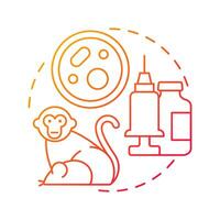 Veterinary red gradient concept icon. Laboratory samples, bio cultures. Animal biomedical waste. Round shape line illustration. Abstract idea. Graphic design. Easy to use in presentation, article vector