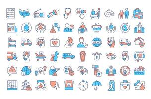 Emergency response RGB color icons set. Public safety and rescue service. Protection from vary dangers. Isolated illustrations. Simple filled line drawings collection. Editable stroke vector