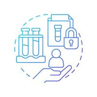 Biobank ethics blue gradient concept icon. Responsible processing of bio specimens. Biorepository benefit. Round shape line illustration. Abstract idea. Graphic design. Easy to use in article vector