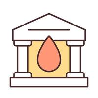 Blood bank line color icon. Architecture, building. Medical service, transfusion. Plasma center, healthcare. Isolated illustration. Flat colorful symbol design. Editable stroke vector