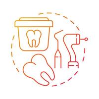 Dental waste red gradient concept icon. Medical garbage. Amalgam, teeth. Equipment, container. Round shape line illustration. Abstract idea. Graphic design. Easy to use in presentation, article vector