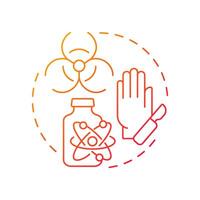 Radioactive waste red gradient concept icon. Nuclear medicine, radiotherapy. Radiation, hazard. Round shape line illustration. Abstract idea. Graphic design. Easy to use in presentation, article vector
