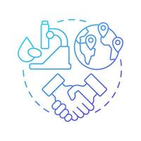 Global research collaboration blue gradient concept icon. International teamwork. Benefit of biobanking. Round shape line illustration. Abstract idea. Graphic design. Easy to use in article vector