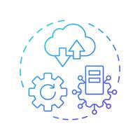 Bulk data import and export blue gradient concept icon. Managing catalogs. Benefit of using PIM system. Round shape line illustration. Abstract idea. Graphic design. Easy to use in presentation vector
