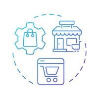 Multichannel distribution blue gradient concept icon. Products distribution. Benefit of using PIM system. Round shape line illustration. Abstract idea. Graphic design. Easy to use in presentation vector