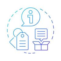 Basic product details blue gradient concept icon. Essential attributes of identification. Goods data sheet. Round shape line illustration. Abstract idea. Graphic design. Easy to use in presentation vector