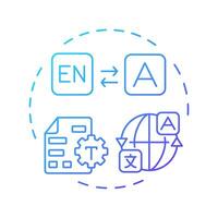 Localized data blue gradient concept icon. Adaption for markets, regions, languages. Key product information. Round shape line illustration. Abstract idea. Graphic design. Easy to use in presentation vector
