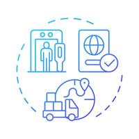 Border checks blue gradient concept icon. Systematic control of boundaries crossing. IBM system. Round shape line illustration. Abstract idea. Graphic design. Easy to use in promotional material vector
